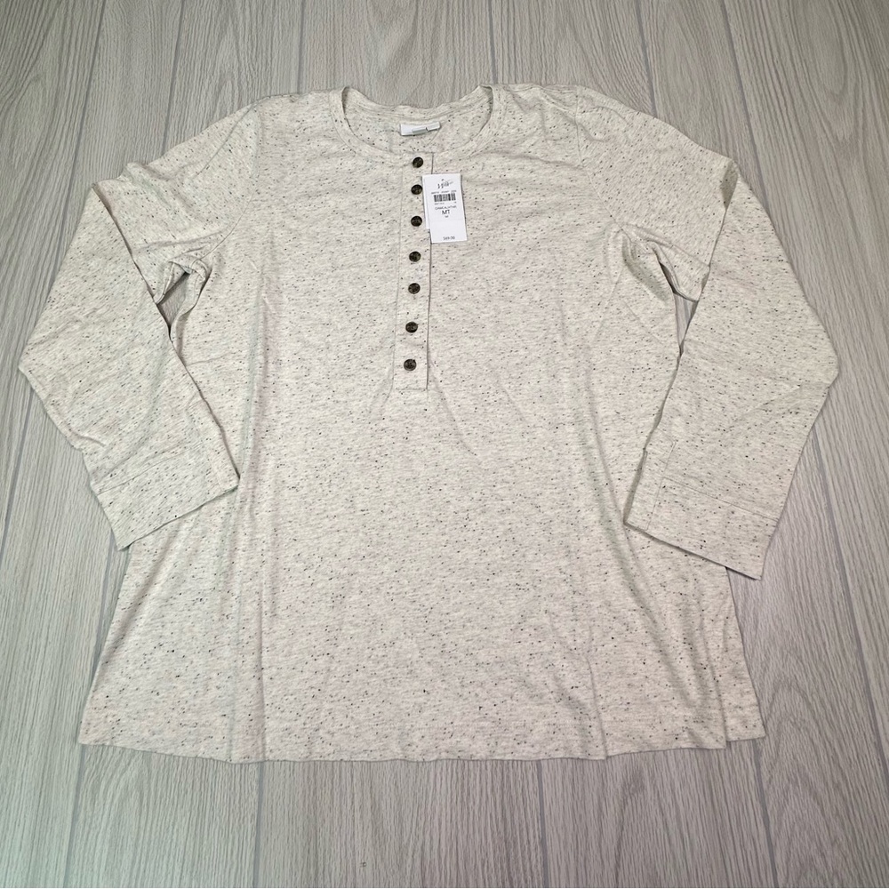 J. Jill Speckled Cream Long Sleeve Top‎